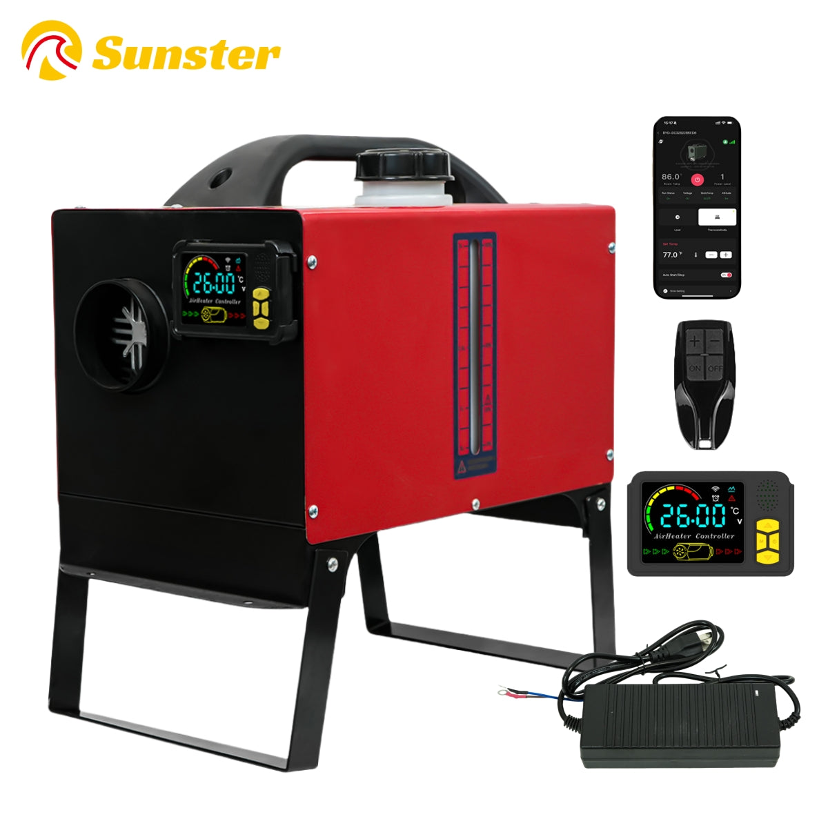 Sunster A2200BS Diesel Heater 8KW 12/24V 110-240V, All In One Bluetooth Version