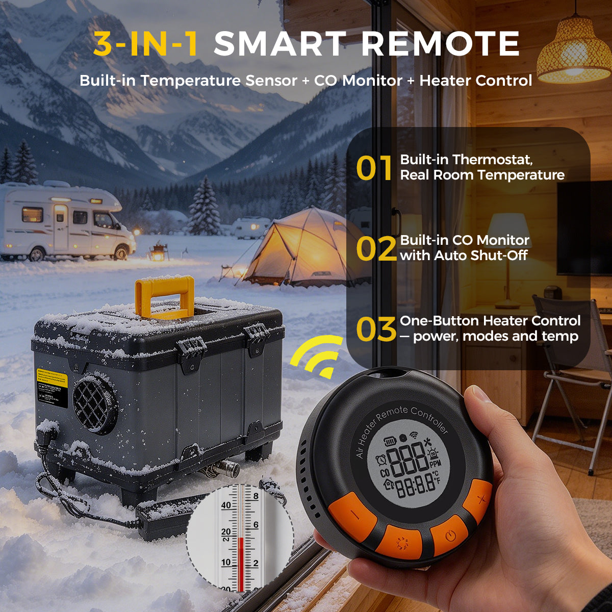 Sunster TB10WF WIFI & Bluetooth Diesel Air Heater 8KW 12/24V 110-240V, Wireless Smart Remote with CO monitoring,2026 Version