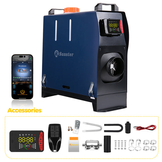 Sunster A2105LV Diesel Heater 8KW 12/24V, All In One Bluetooth Version