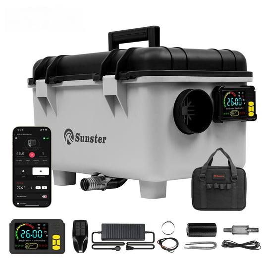 Sunster TB30 Diesel Heater 8KW 12/24V 110-240V With Bag, ToolBox Bluetooth Version