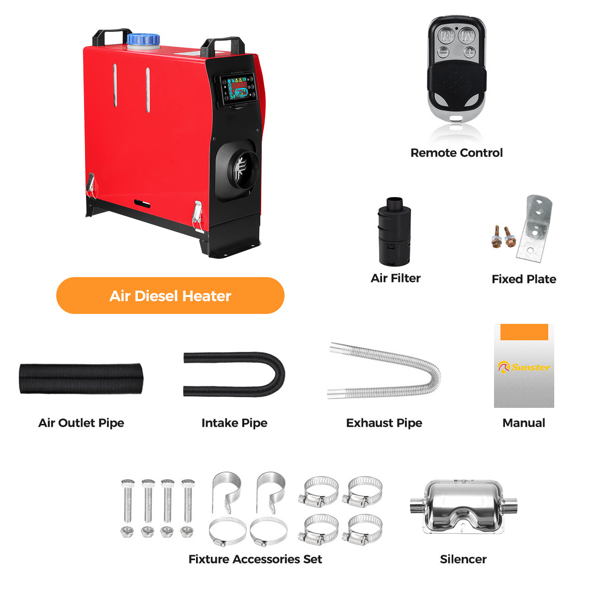Sunster A2013V Diesel Heater 8KW 12V, All in One Classic Version