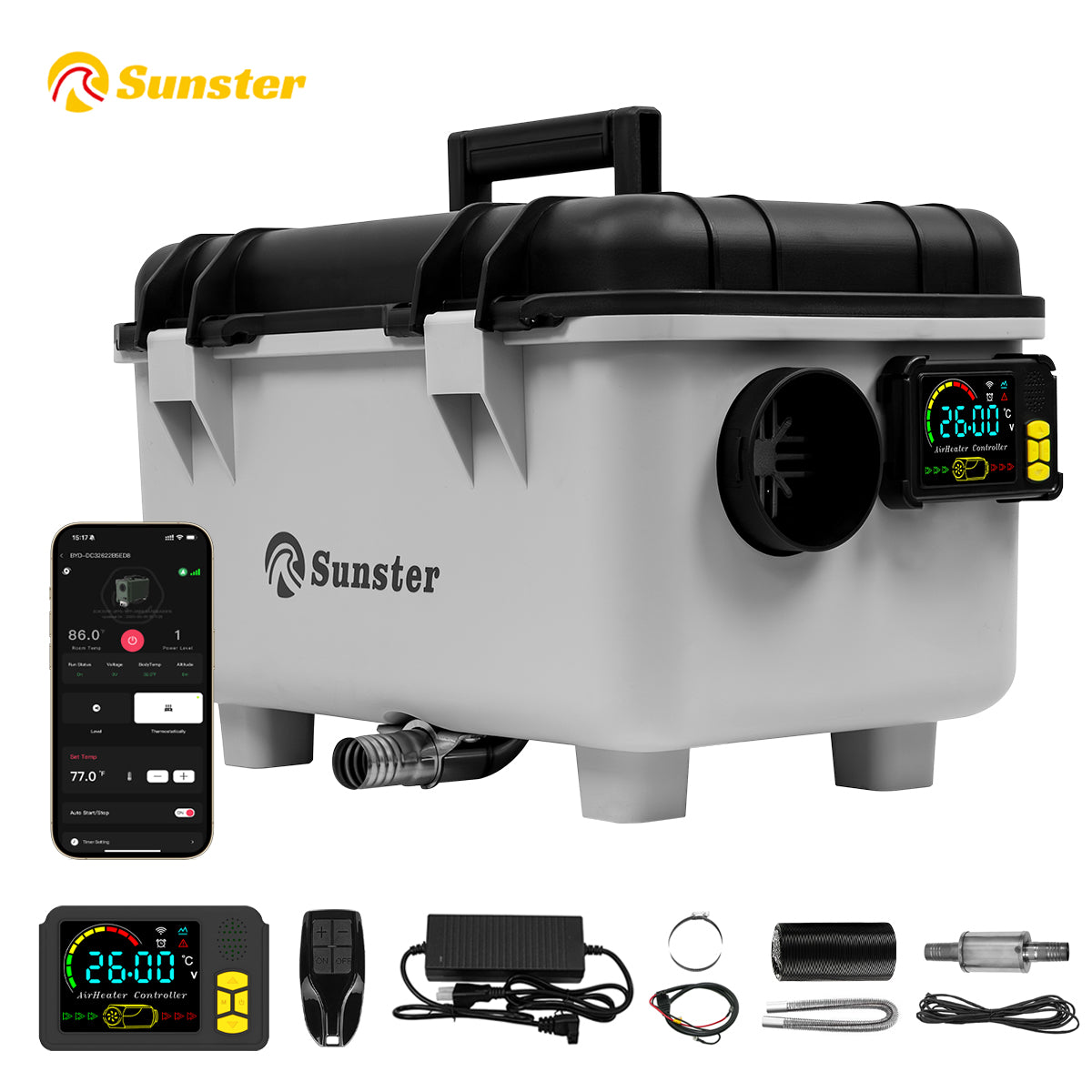 Sunster TB30 Diesel Heater 8KW 12/24V 110-240V, ToolBox Bluetooth Version