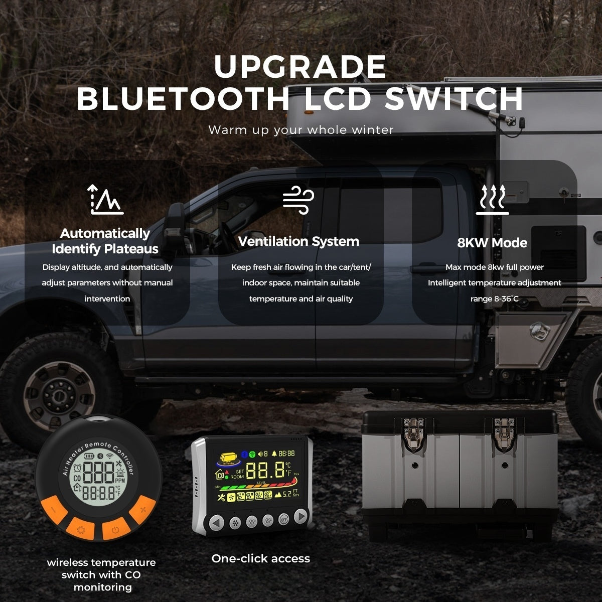 Sunster TB10PRO Diesel Heater 8KW 12/24V 110-240V With CO Alarm, ToolBox Bluetooth Upgrade Version