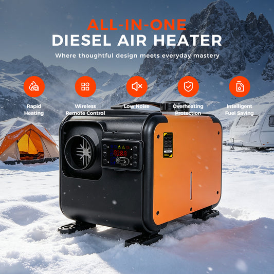 Sunster TP 1 Diesel Heater 8KW 12/24V, Horizontal All-in-One with A2013SL LCD Panel & 433 Remote, Low Fuel Consumption