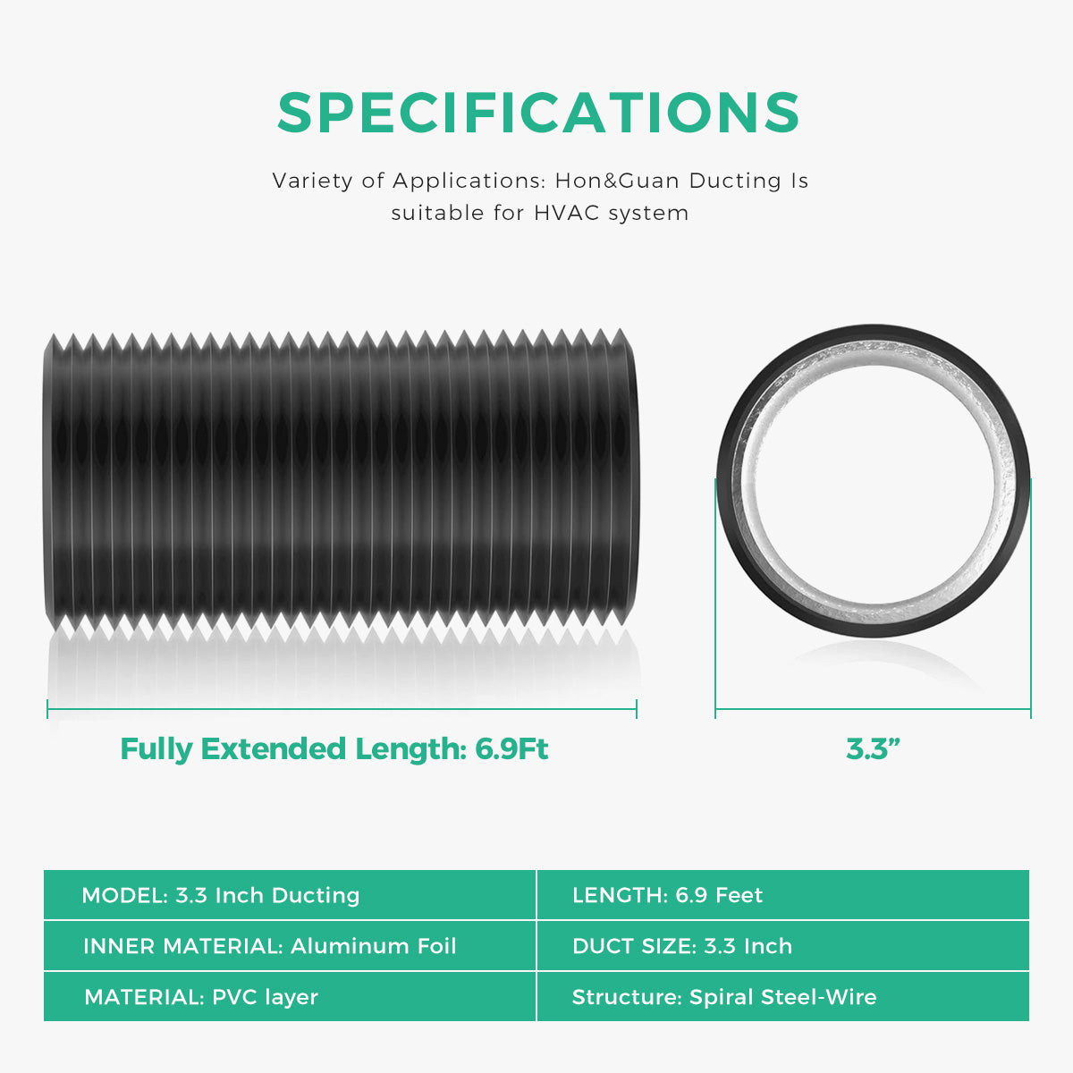 A210 75mm 210cm Flexible Scalable Outlet Duct Pipe