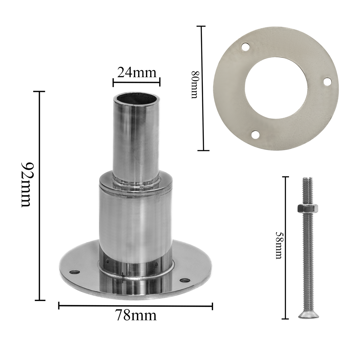RP12 Thru Hull Exhaust Skin 24mm Stainless Steel Diesel Heater Exhaust Pipe for 24mm Tube Pipe Socket Hardware Diesel Heater Thru Hull Exhaust Skin Fitting (Straight Thru Hull Exhaust Skin 24cm)