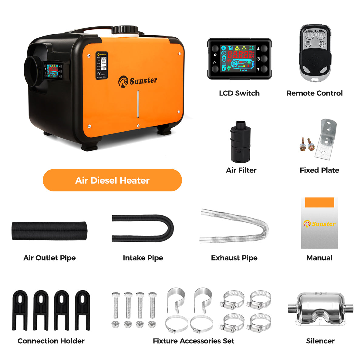 Sunster A2013H Diesel Heater 8KW 12V, All in One Classic Version