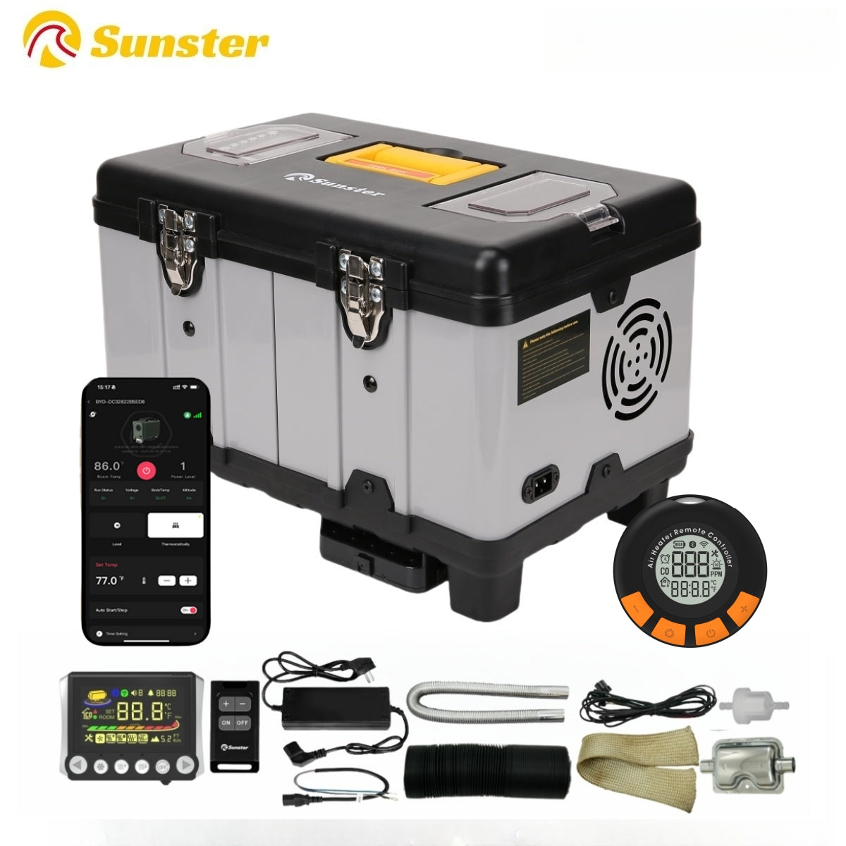 Sunster TB10PRO Diesel Heater 8KW 12/24V 110-240V With CO Alarm, ToolBox Bluetooth Upgrade Version