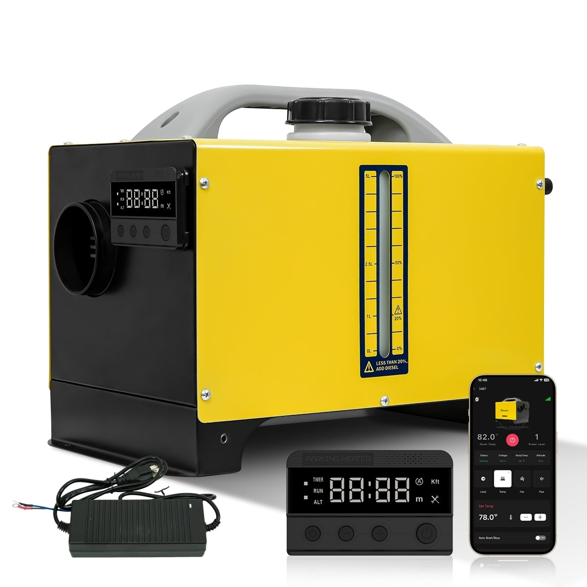 Sunster A2466 Diesel Heater 8KW 12/24V 110-240V, All in One Bluetooth GSM LET-4G/5G Version