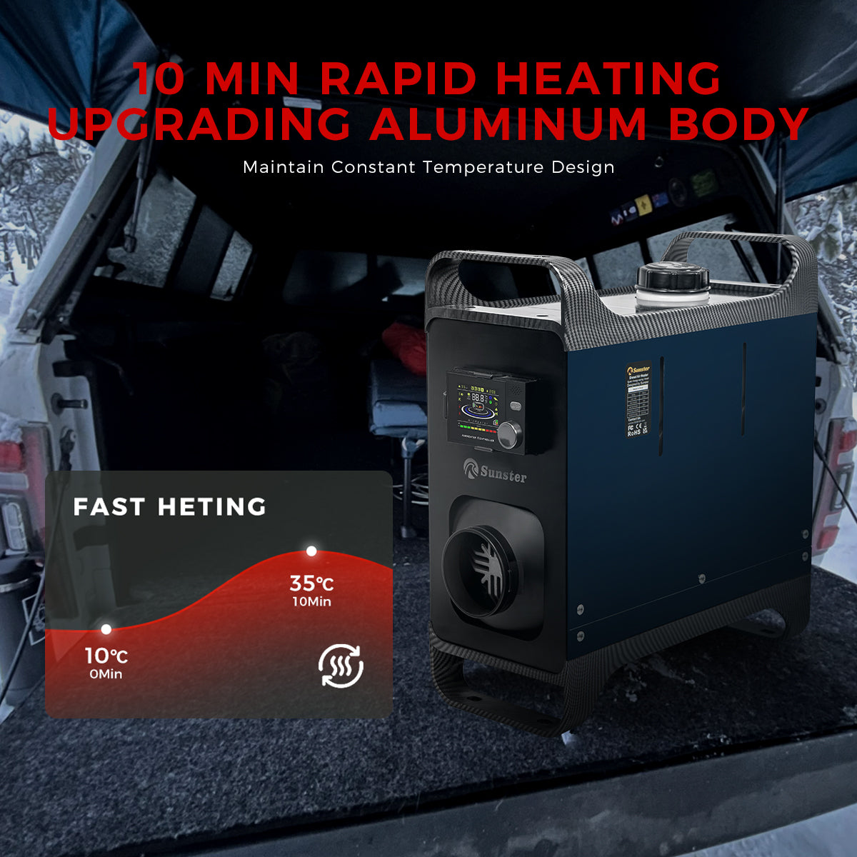 Sunster A2302BL Diesel Heater 8KW 12/24V 110-240V, All In One Bluetooth Version