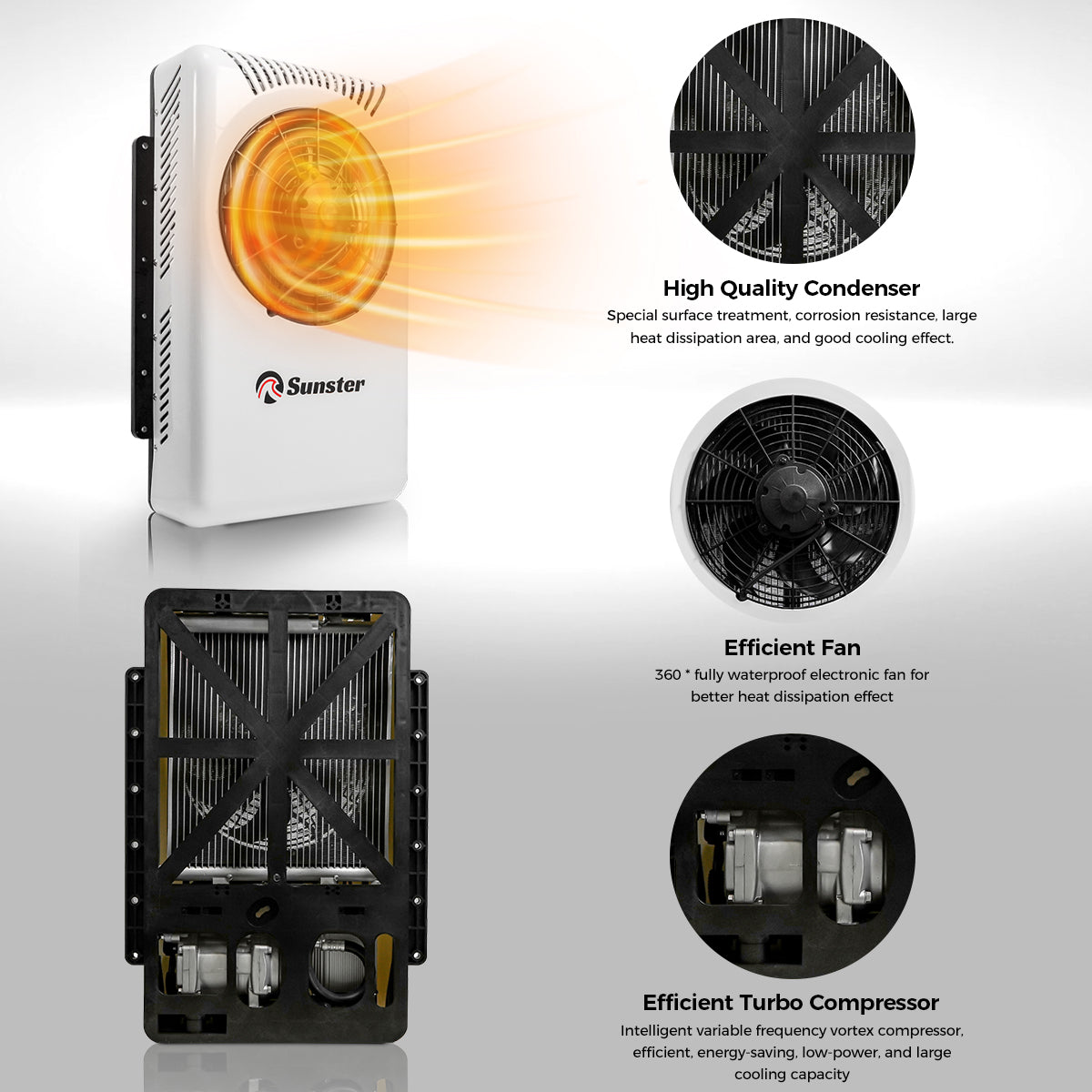Sunster S-AC4 RV Air Conditioner 12V/24V Efficient Cooling