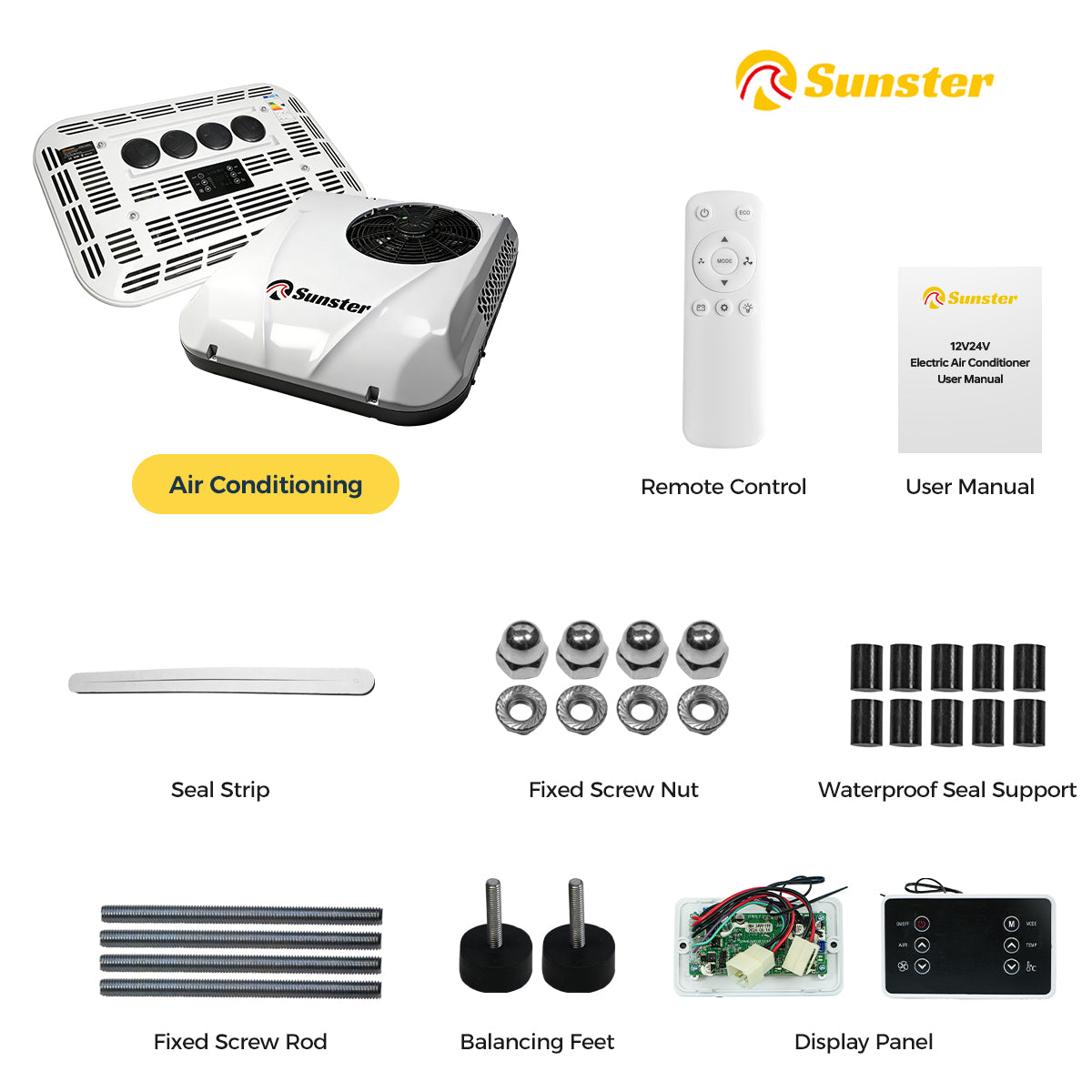 Sunster S-AX1 RV Air Conditioner 12V/24V Efficient Cooling