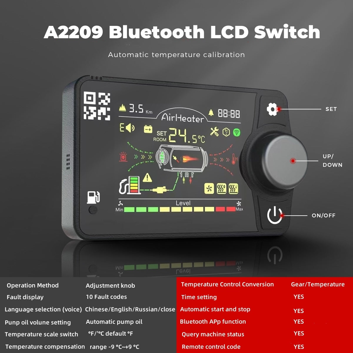 Sunster A2209V Diesel Heater 8KW 12/24V, All In One Bluetooth Version