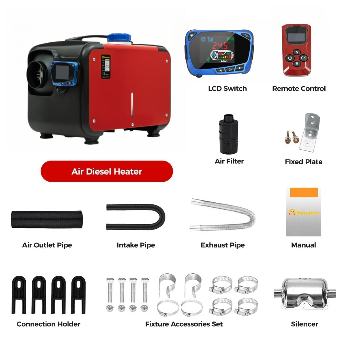 Sunster A2018H Diesel Heater 8KW 12V, All in One Classic Version
