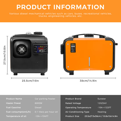 Sunster A2013H Diesel Heater 8KW 12/24V, All in One Classic Version
