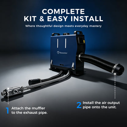 Sunster TR B1 Diesel Heater 2KW 12/24V 110-240V Bluetooth, Vertical All-in-One with 2200BH Panel & 4-Button Remote