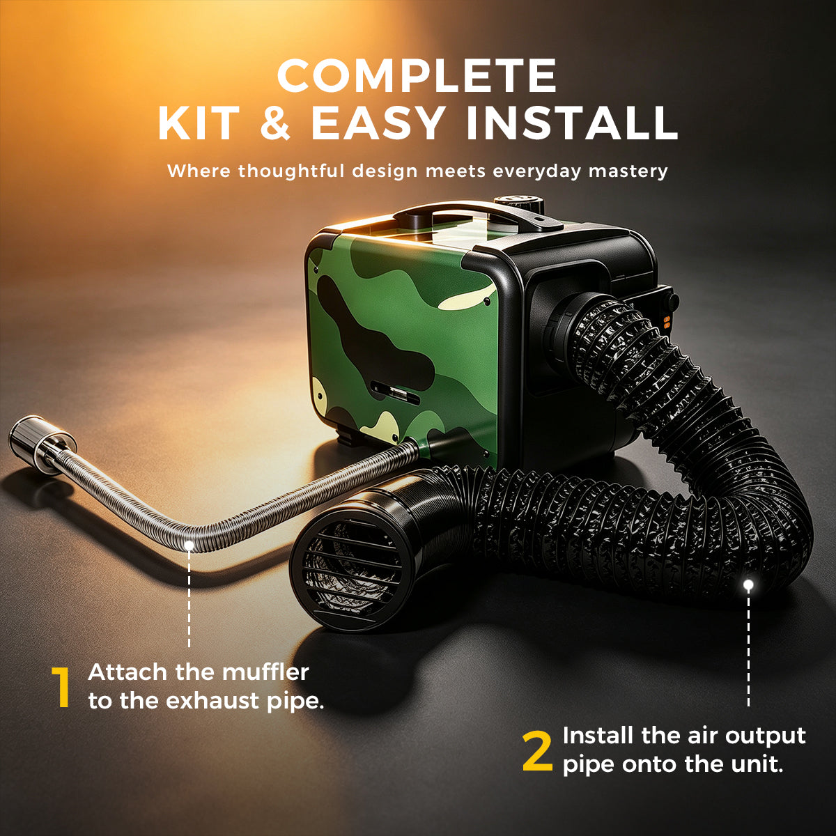 Sunster TP B3 Diesel Heater 8KW 12/24V 110-240V Bluetooth, All-in-One with 2602B LCD Panel & R2603 Smart Remote with Thermostat & CO Monitor