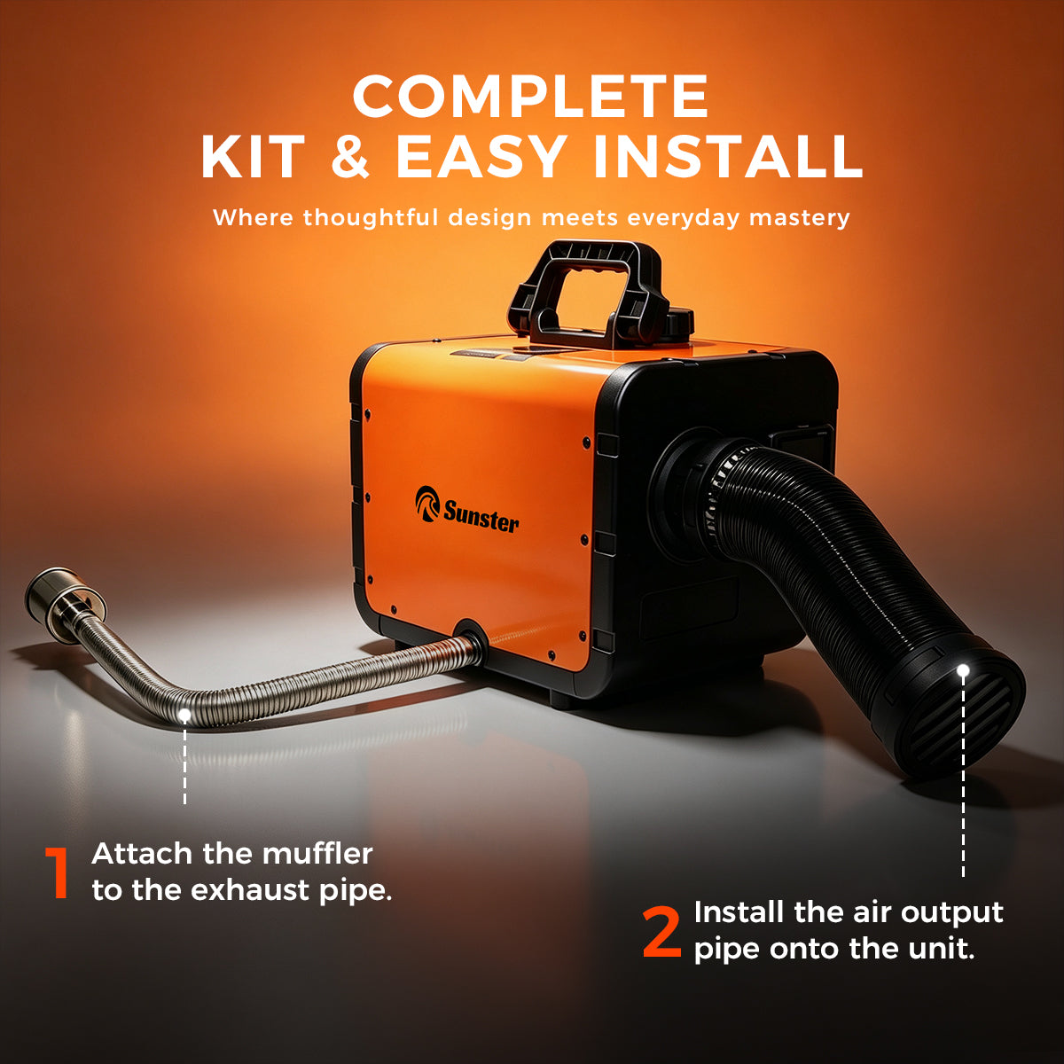 Sunster TP W1 WiFi & Bluetooth Diesel Heater 8KW 12/24V 110-240V, All-in-One with 2409WB Panel & 4-Button Remote