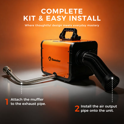 Sunster TP W1 WiFi & Bluetooth Diesel Heater 8KW 12/24V 110-240V, All-in-One with 2409WB Panel & 4-Button Remote