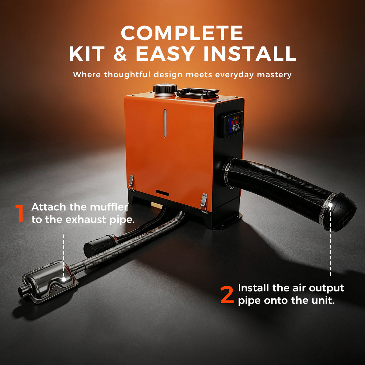 Sunster TR 3 Diesel Heater 8KW 12/24V, Vertical All-in-One with A2013SL Panel & 433 Remote, Low Fuel Consumption