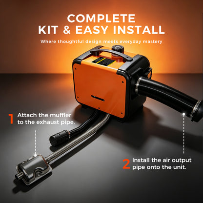 Sunster TP 1 Diesel Heater 8KW 12/24V, Horizontal All-in-One with A2013SL LCD Panel & 433 Remote, Low Fuel Consumption