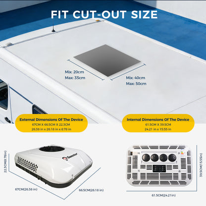 Sunster S-AX1 RV Air Conditioner 12V/24V Efficient Cooling