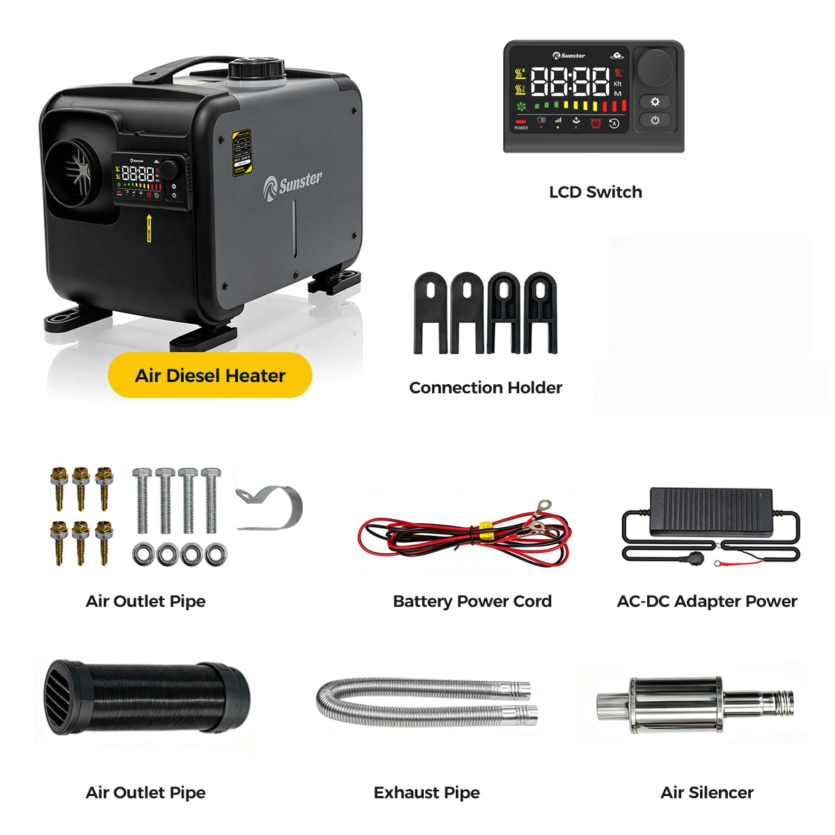 Sunster TP G1 LTE-4G Diesel Heater 8KW 12/24V 110-240V, All-in-One Bluetooth with 2602BLTE Panel
