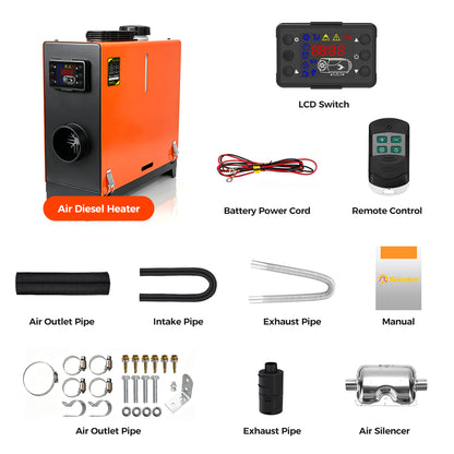 Sunster TR 3 Diesel Heater 8KW 12/24V, Vertical All-in-One with A2013SL Panel & 433 Remote, Low Fuel Consumption