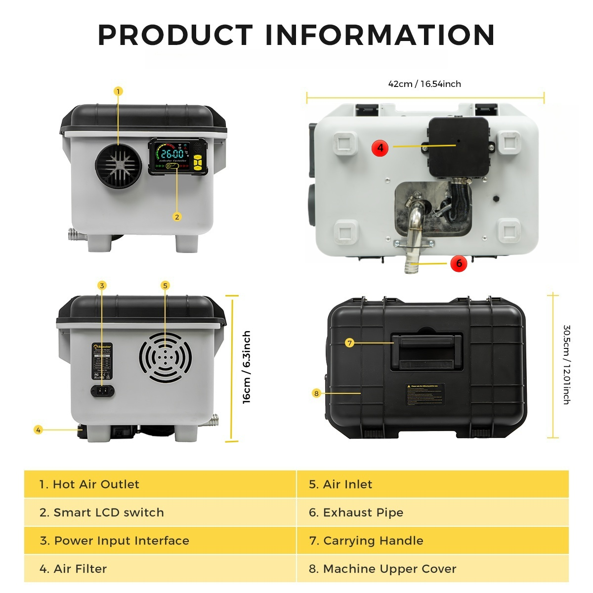 Sunster TB30 Diesel Heater 8KW 12/24V 110-240V, ToolBox Bluetooth Version