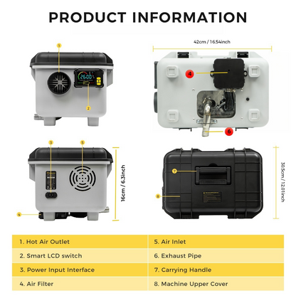 Sunster TB30 Diesel Heater 8KW 12/24V 110-240V, ToolBox Bluetooth Version