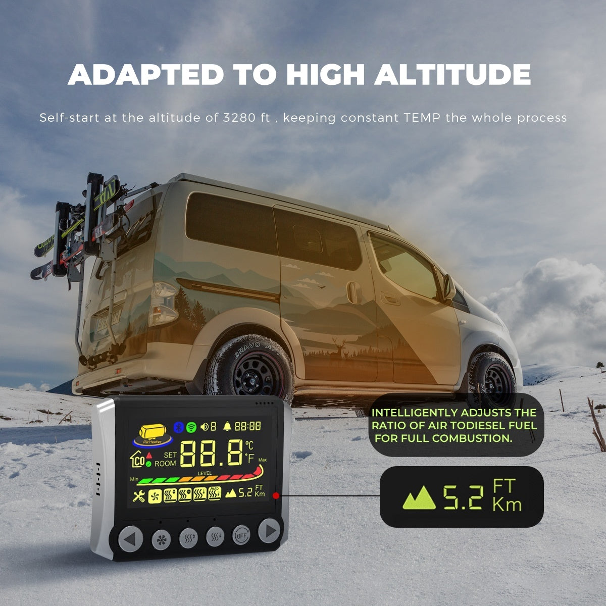 Sunster TB10PRO Diesel Heater 8KW 12/24V 110-240V With CO Alarm, ToolBox Bluetooth Upgrade Version