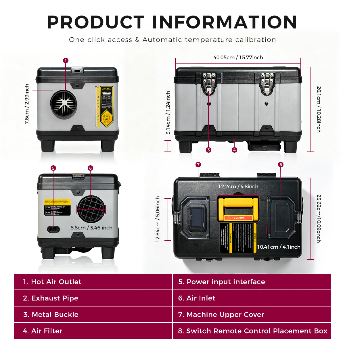 Sunster TB 10 2026 Version Diesel Heater 8KW 12/24V 110-240V, Portable ToolBox WIFI Bluetooth Upgrade Version with CO Alarm, for RV Truck Camper Van