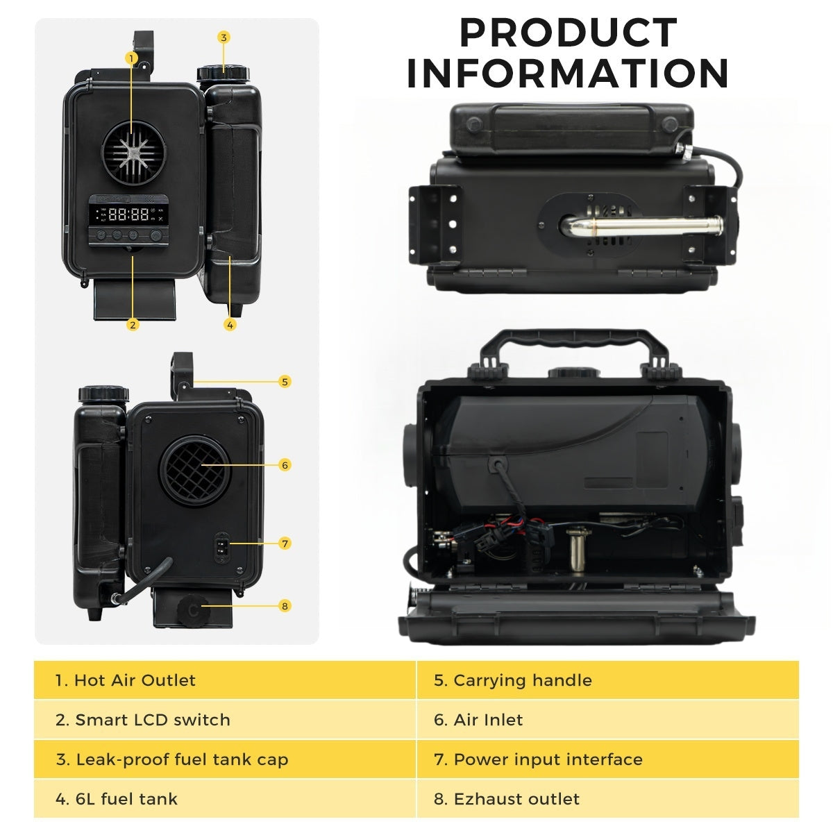 Sunster HTB1 Diesel Heater 8KW 12V 110-240V, ToolBox Bluetooth GSM LET-4G/5G Version