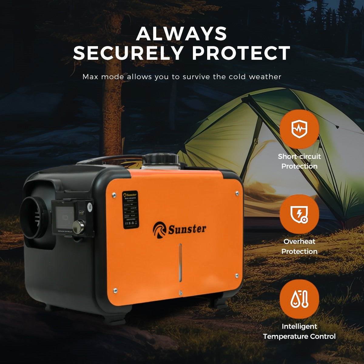 Sunster A2302BP Diesel Heater 8KW 12/24V 110-240V, All In One Bluetooth Version
