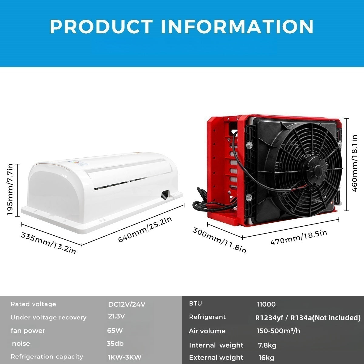 Sunster S-AC2 RV Air Conditioner 12V/24V Efficient Cooling