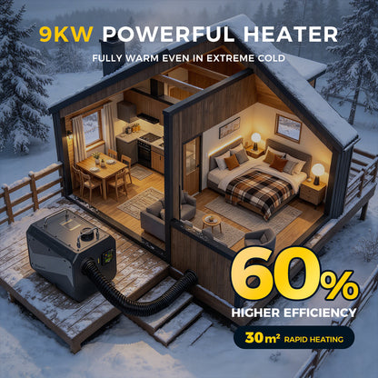 Sunster TP RO 9KW WiFi & Bluetooth Diesel Heater 12/24V 110-240V, All-in-One with A2409WB Panel & Wireless Smart Remote with CO monitoring