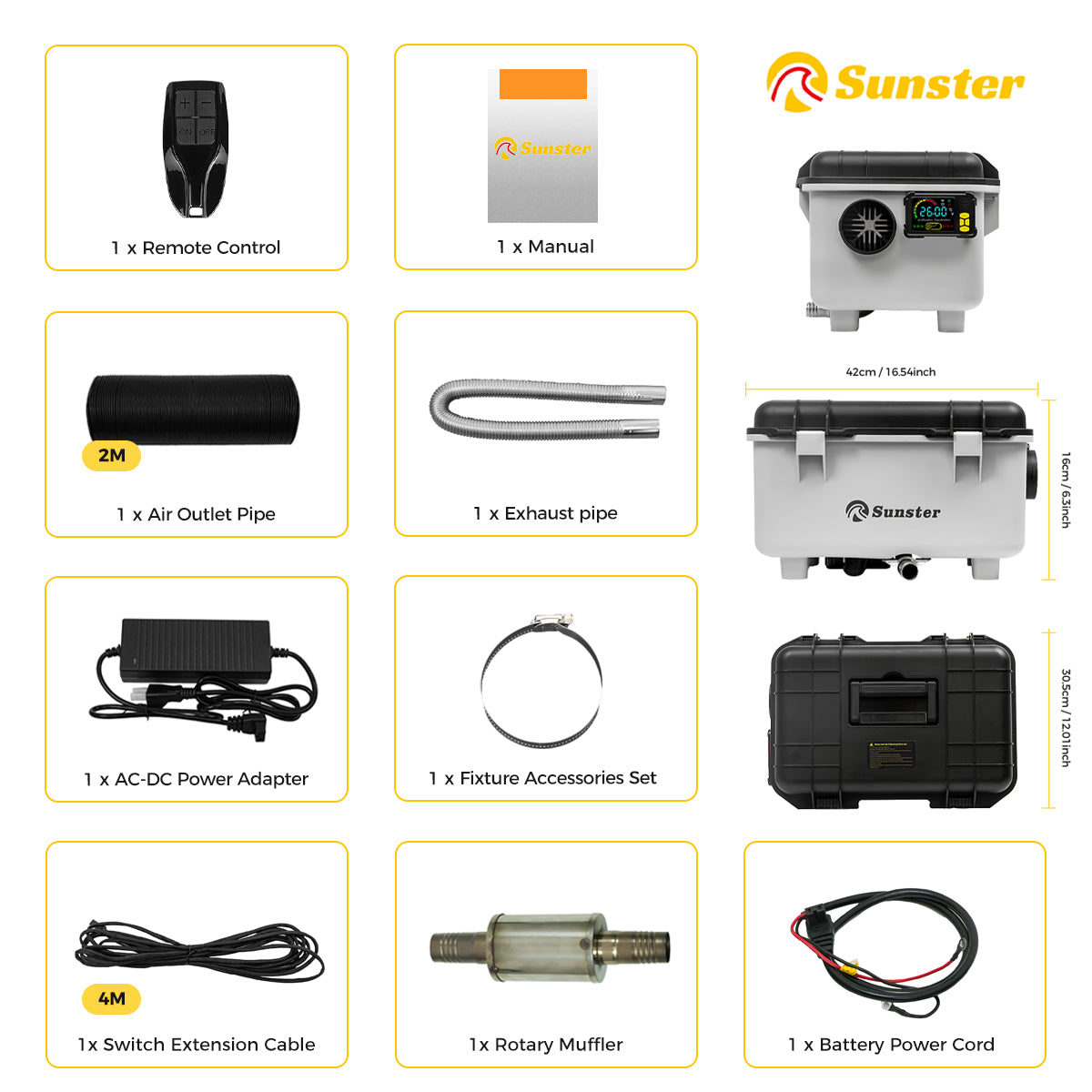 Sunster TB30 Diesel Heater 8KW 12/24V 110-240V, ToolBox Bluetooth Version