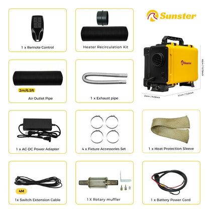 Sunster HTB1 Diesel Heater 8KW 12V 110-240V, ToolBox Bluetooth Version