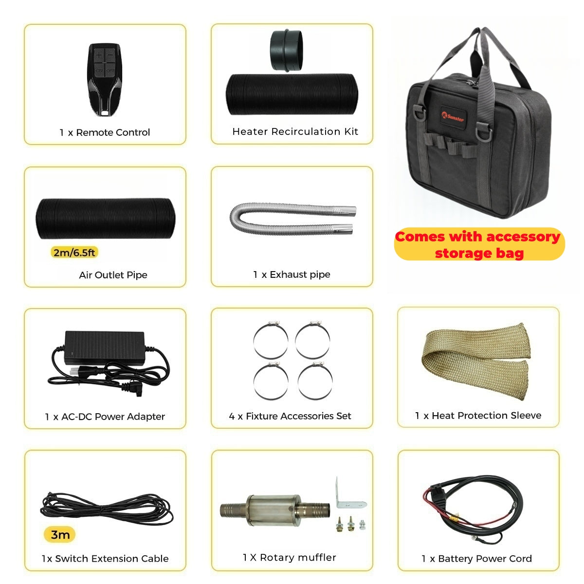 Sunster HTB1 Diesel Heater 8KW 12V 110-240V With Bag, ToolBox Bluetooth Version