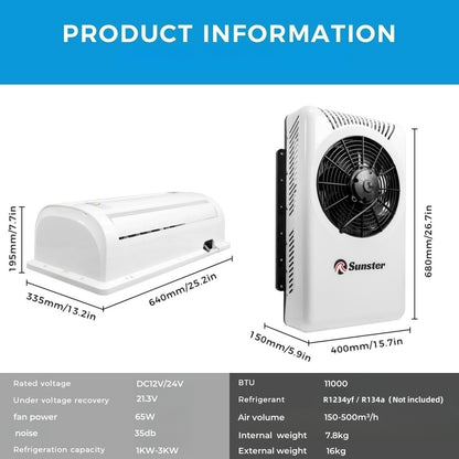 Sunster S-AC4 RV Air Conditioner 12V/24V Efficient Cooling