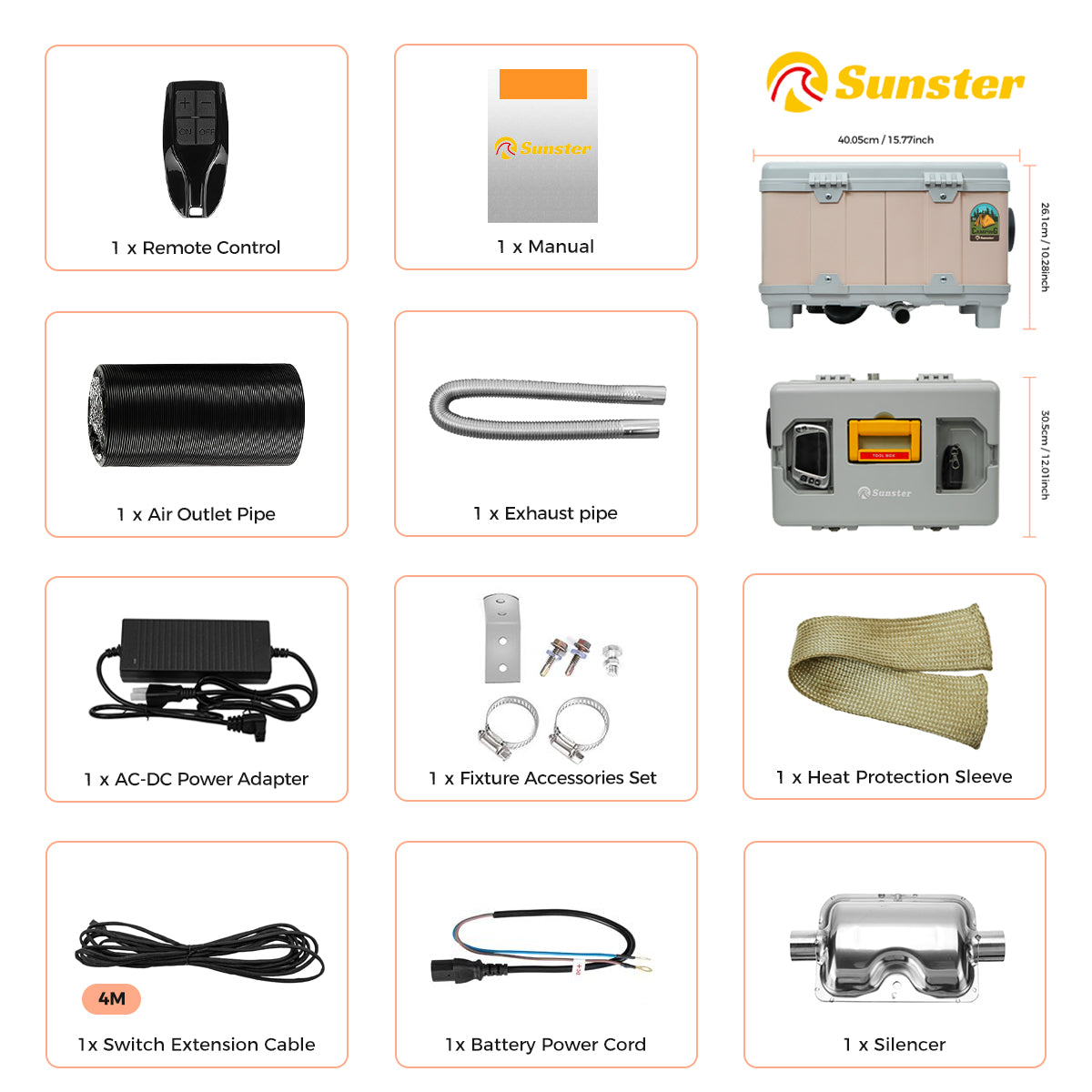 Sunster TB10 Diesel Heater 8KW 12V 110-240V, ToolBox Bluetooth 2025 Pink Version