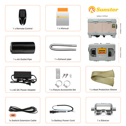 Sunster TB10 Diesel Heater 8KW 12V 110-240V, ToolBox Bluetooth 2025 Pink Version