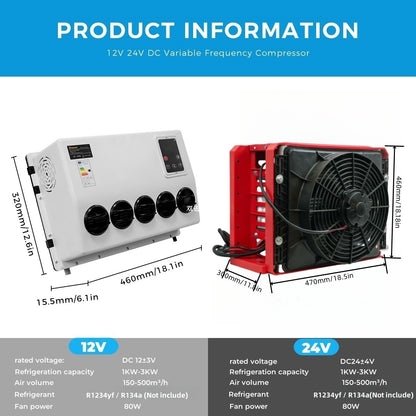 Sunster S-AC1 RV Air Conditioner 12V/24V Efficient Cooling