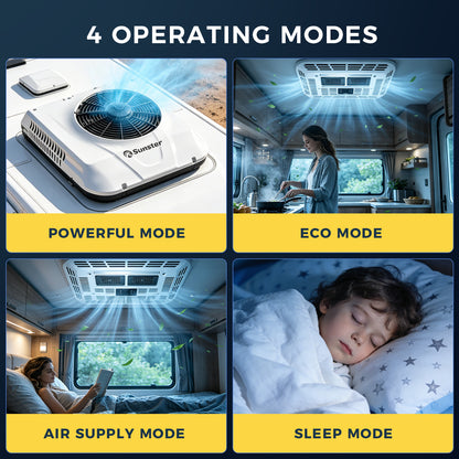 Sunster 12V/24V RV Roof Air Conditioner, Smart APP & Remote Control Parking AC DDK-KTD2