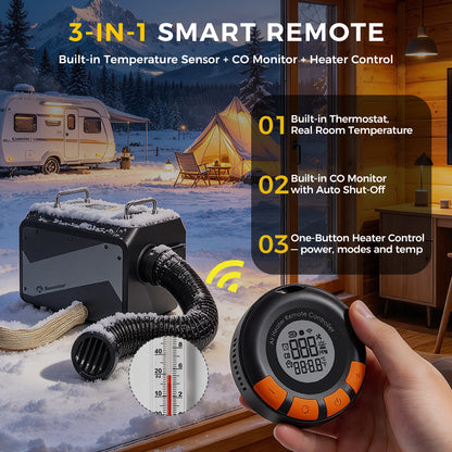 Sunster TP BW Diesel Heater 8KW 12/24V 110-240V All-in-One WiFi & Bluetooth with A2605 Panel & R2605 Remote, dual brushless motor