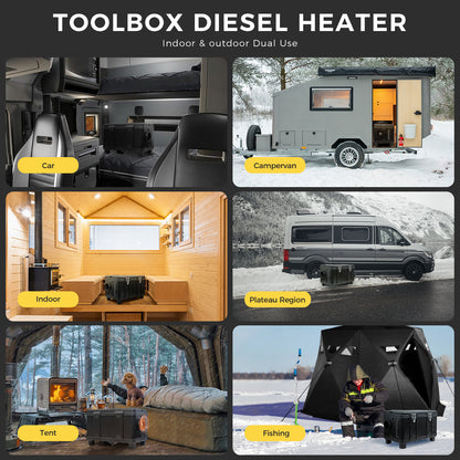 Sunster TB10 Diesel Heater 8KW 12/24V 110-240V, ToolBox Bluetooth Black Version