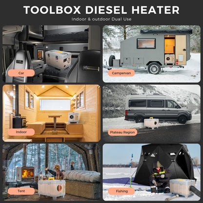 Sunster TB10 Diesel Heater 8KW 12V 110-240V, ToolBox Bluetooth 2025 Pink Version