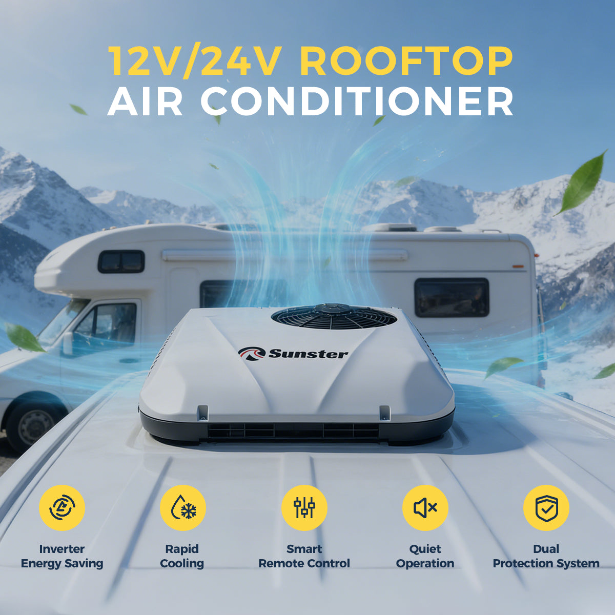 Sunster RV Roof Air Conditioner 12V/24V Efficient Cooling DDK-KTD1