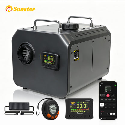 Sunster TP RO 8KW WiFi & Bluetooth Diesel Heater 12/24V 110-240V, All-in-One with A2409WB Panel & Wireless Smart Remote with C0 monitoring