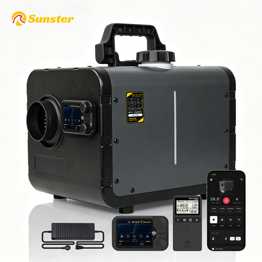 Sunster TP BW Diesel Heater 8KW 12/24V 110-240V All-in-One WiFi & Bluetooth with A2605 Panel & R2605 Remote